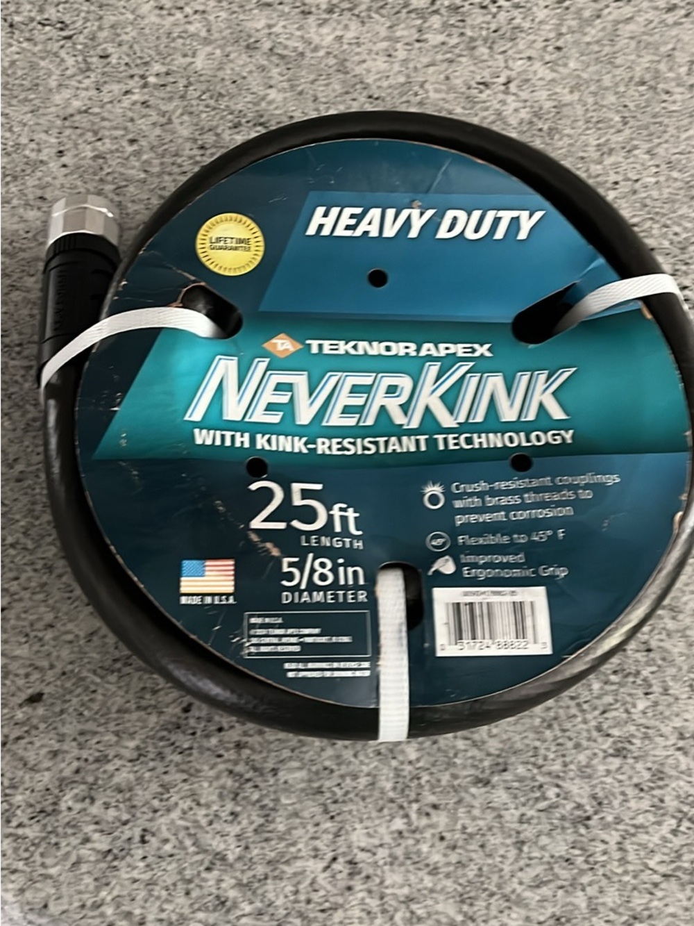 Teknor Apex NeverKink 25 FT garden black hose 5/8” diameter made in USA NEW